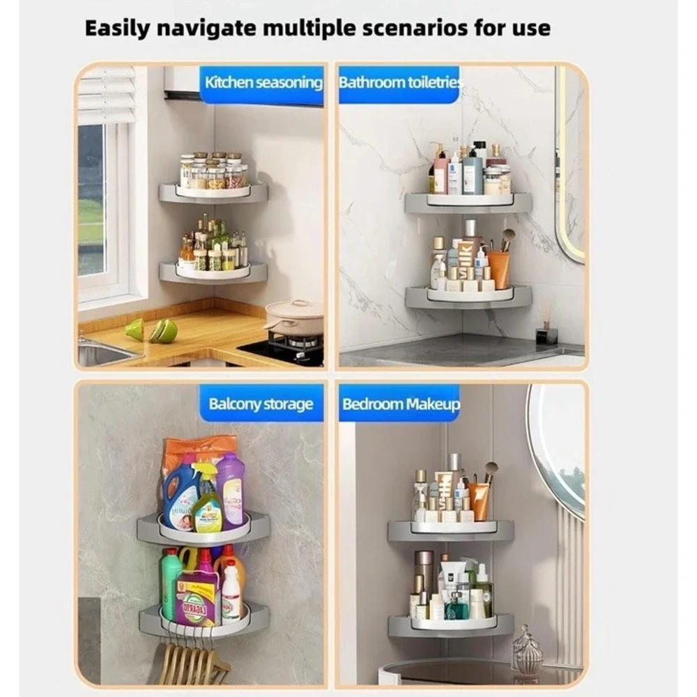 LAMU Corner Shower Caddy 2 Pack Lazy Susan Shower Organizer 360° Rotating NEW!!
